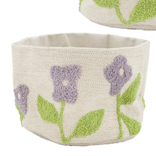 Tufted Floral Fabric Planter Baskets, Set of 3