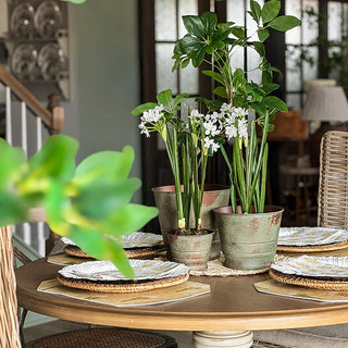 Verdigris Patina Metal Planters, Set of Three