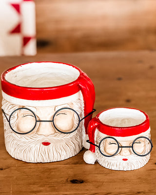 Sculpted Santa Figural Metal Planters, Set of 2
