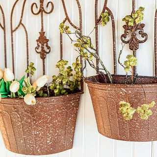 Scrollwork Trellis Distressed Copper Wall Planter, Set of 3