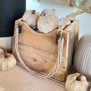 Rustic wooden tote planter centerpiece