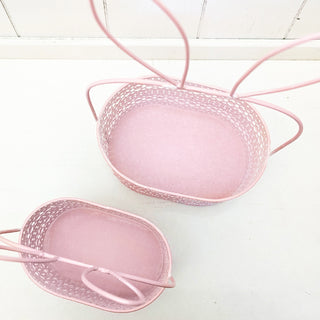 Pink bunny basket interior iron storage containers