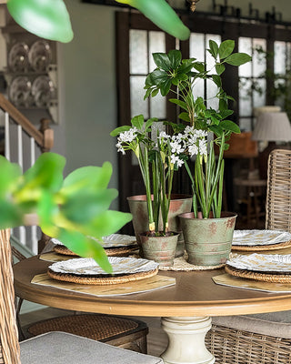 Verdigris Patina Metal Planters, Set of Three