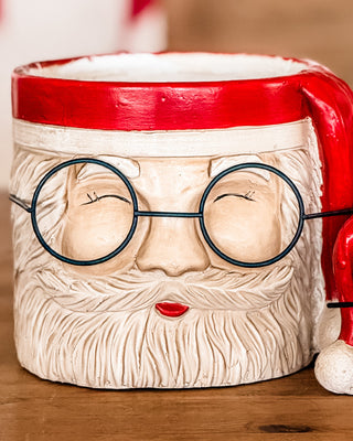 Sculpted Santa Figural Metal Planters, Set of 2