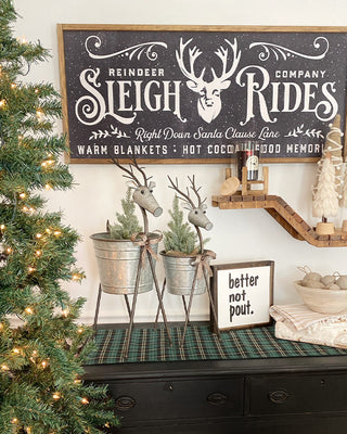 Galvanized Metal Reindeer Planters, Set of 2