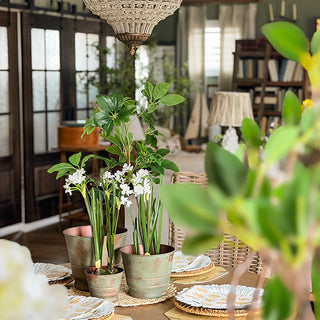 Verdigris Patina Metal Planters, Set of Three