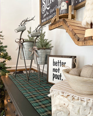 Galvanized Metal Reindeer Planters, Set of 2