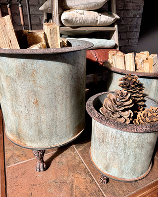Footed Creamery Tank Planters, Set of 3