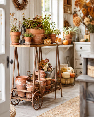 2-Tier A-Frame Rolling Garden Cart with Wire Basket