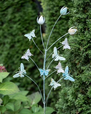 Outdoor Metal Butterflies and Tulips Garden Stake - 54 Inch Yard Art