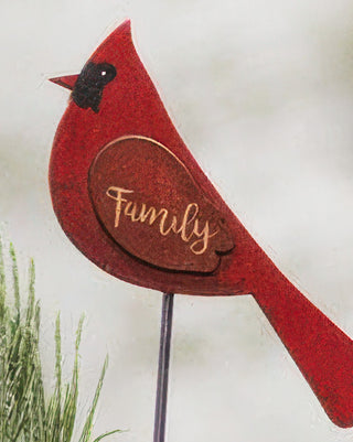 Engraved Cardinal Wooden Plant Stakes, Set of 2