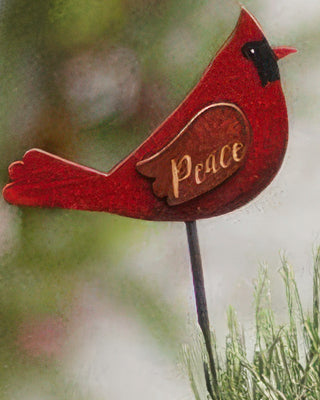 Engraved Cardinal Wooden Plant Stakes, Set of 2