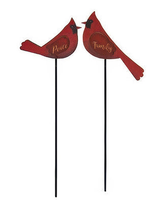 Engraved Cardinal Wooden Plant Stakes, Set of 2
