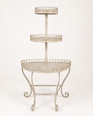Antique Scrollwork Round Metal Plant Stand | Indoor/Outdoor