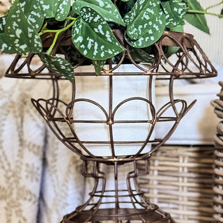 Aged Iron Wire Pedestal Urn