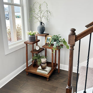 Corner wooden plant stand rustic multi level display