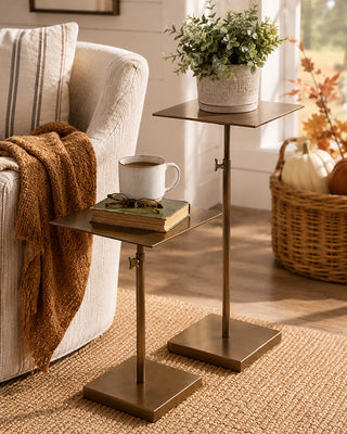 Height-Adjustable Iron Pedestal Display Stands, Set of 2