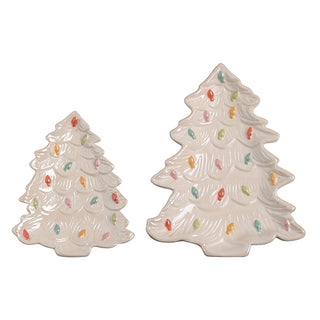 Large and medium ceramic Christmas tree platters