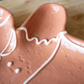Close-up of gingerbread girl plate textured design