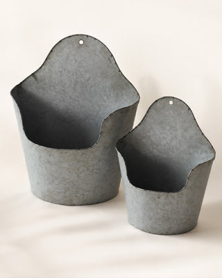 Indoor/Outdoor Metal Wall Pocket, Set of 2 Farmhouse Hanging Planter