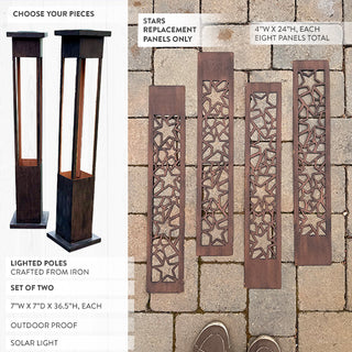 Interchange-a-glow Series: Star Cutout Light Pillars, Set of 2