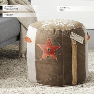 Rustic Styled Pouf Stool