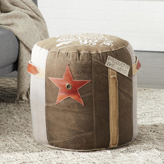 Rustic Styled Pouf Stool
