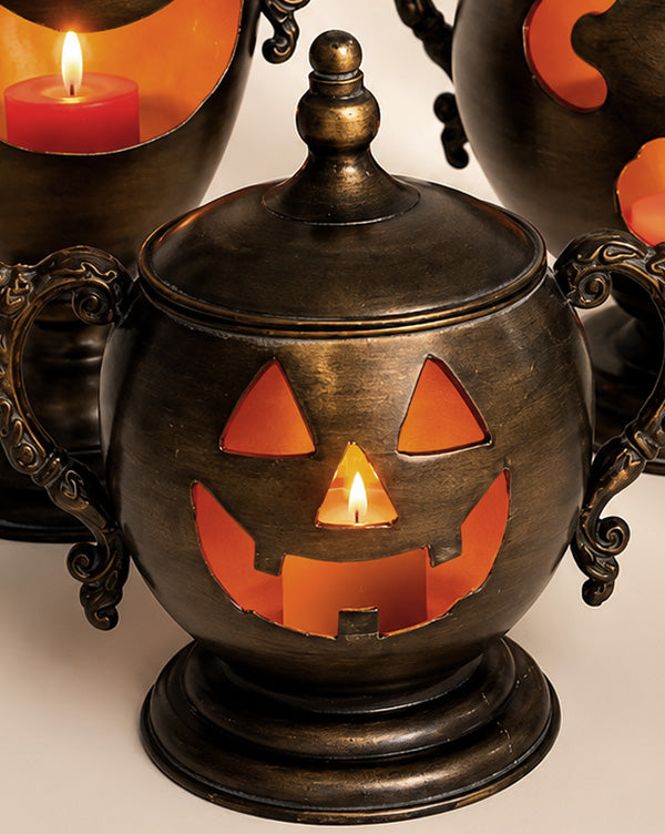 Distressed Metal Jack-O'-Lantern Trio Pots and Vases, Set of 3