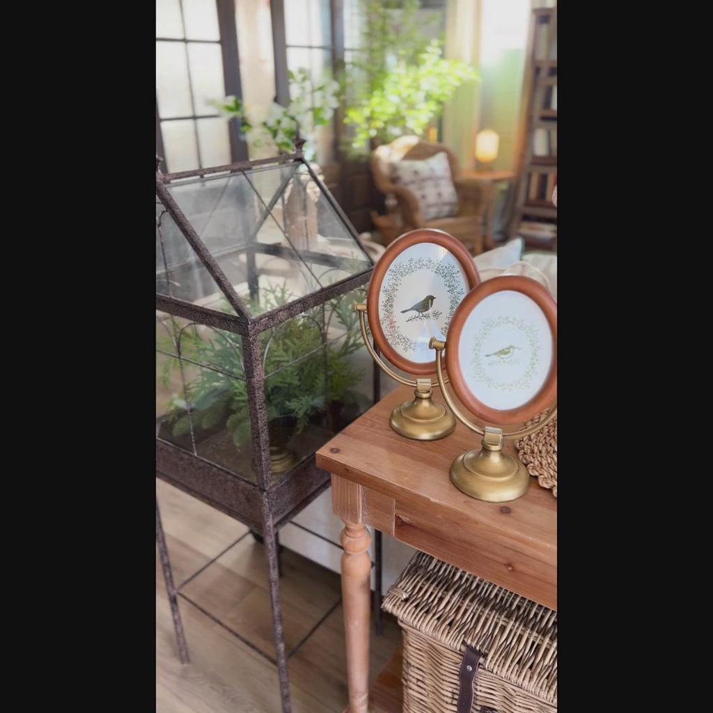 Oval Photo Frame, Set of 2 | Antique Brass Stand Vintage Tabletop