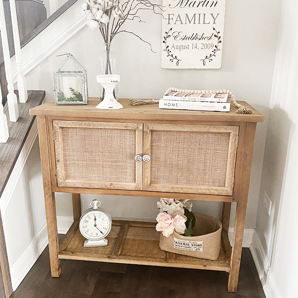 Wood and Rattan Storage Table - Decor Steals