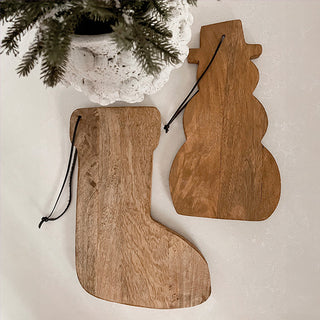 Snowman and Stocking Wood Boards, Set of 2