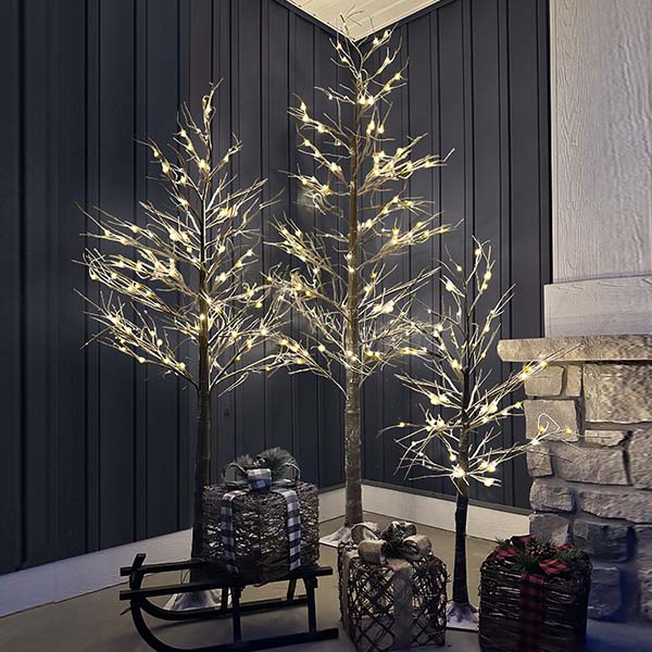 Glistening Outdoor LED Trees, Set of 3 - Decor Steals