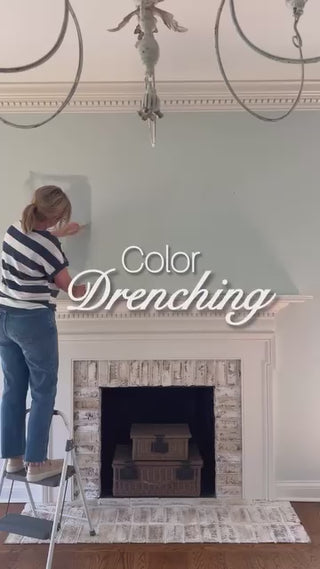 Antique gold mirror over fireplace mantel decor in farmhouse living room