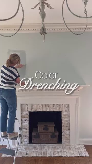 Antique gold mirror over fireplace mantel decor in farmhouse living room