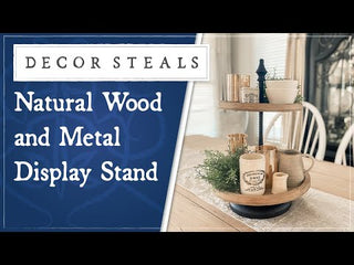 Natural Wood and Metal Display Stand