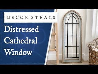 Distressed Wooden Frame Cathedral Window