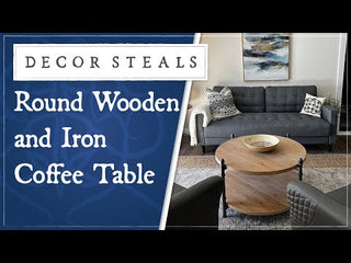 Round Wooden and Iron Coffee Table