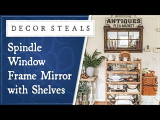 Spindle Window Frame Mirror with Shelves