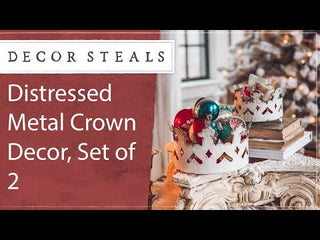 Distressed Metal Crown Decor, Set of 2