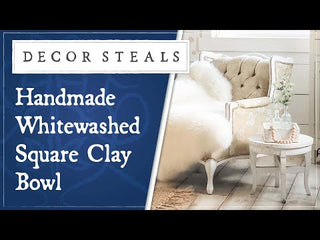 Handmade Whitewashed Square Clay Bowl
