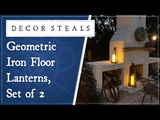 Geometric Iron Floor Lanterns, Set of 2