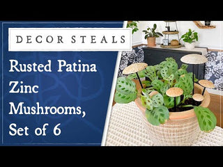 Rusted Patina Zinc Mushrooms, Set of 6