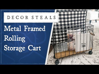 Utilitarian Wood and Metal Farmhouse Rolling Storage Cart