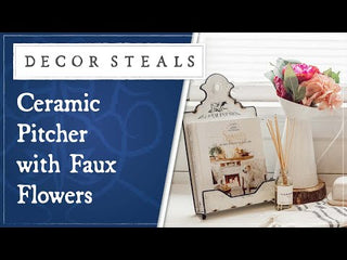 Ceramic Pitcher with Faux Flowers