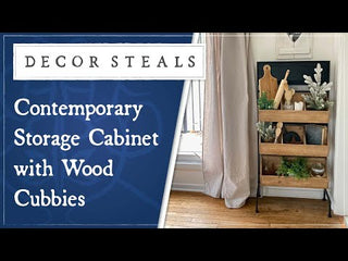 Contemporary Storage Cabinet with Wood Cubbies