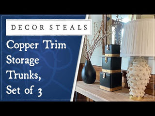 Copper Trim Storage Trunks, Set of 3
