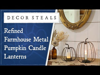 Refined Farmhouse Metal Pumpkin Candle Lanterns, Set of 2