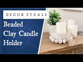 Distressed Clay Beaded Garland Candle Holder