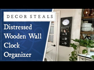 Distressed Wooden Wall Clock Organizer