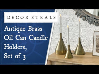 Antique Brass Oil Can Candle Holders, Set of 3
